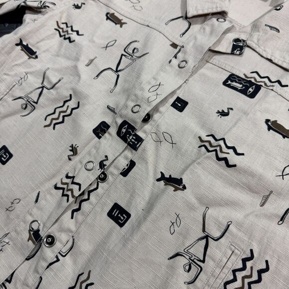 Chico's Jacket Women's XL Ivory Egyptian Hieroglyph Snap Long Sleeve Stretch - Picture 4 of 9